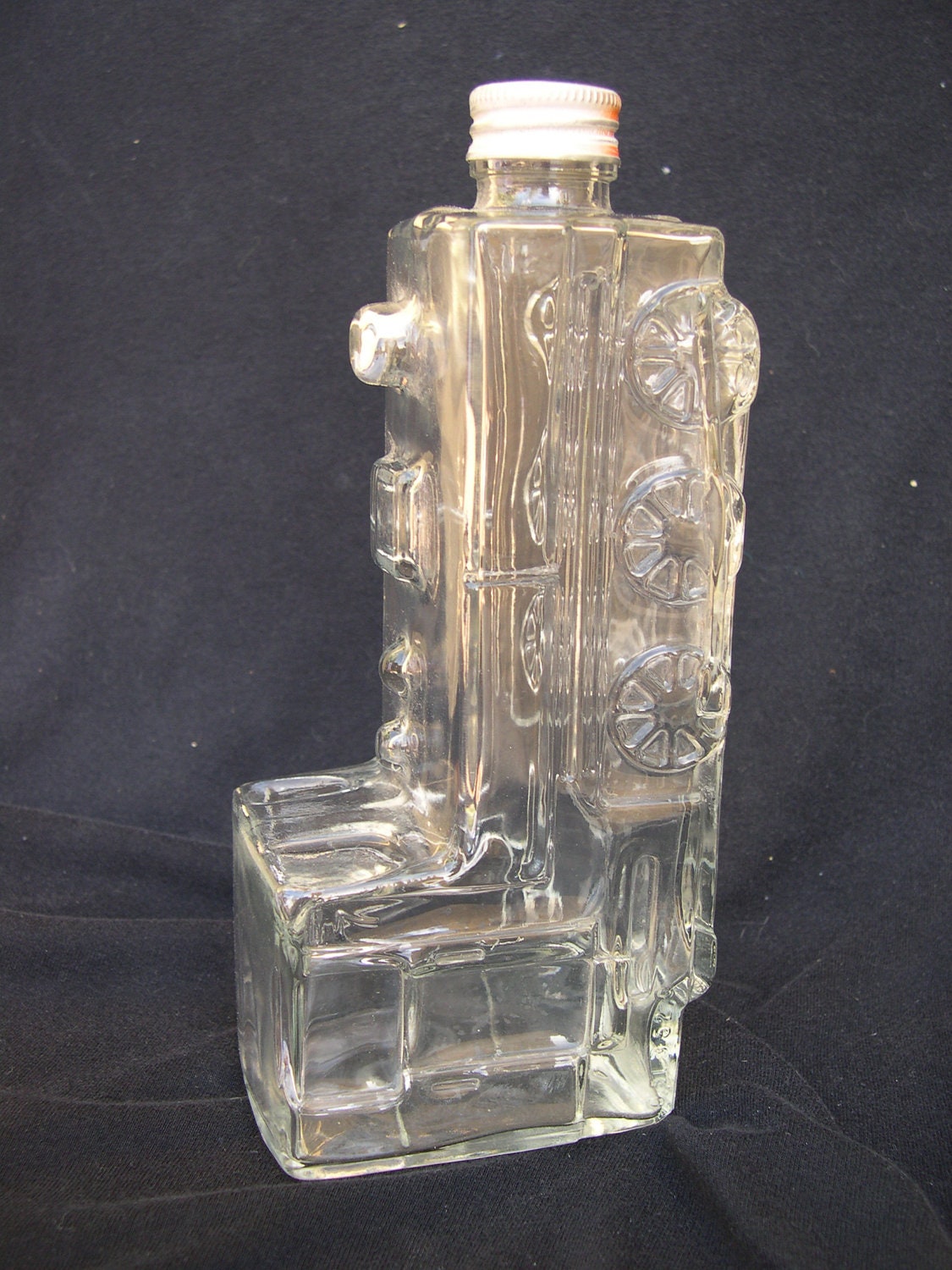 Train Engine Shaped Glass Bottle