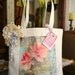Shabby Cottage Chic Tote Bag With Muslin Flower Pin