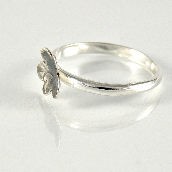 Flower Stacking Ring in Sterling Silver Dainty by EfratJewelry