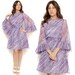 70s Angel Sleeve Dress Purple Psychedelic Graphic Print Mini Dress Sheer Ruffle Bell Sleeve Dress 1970s Hippie Boho / Size L Large
