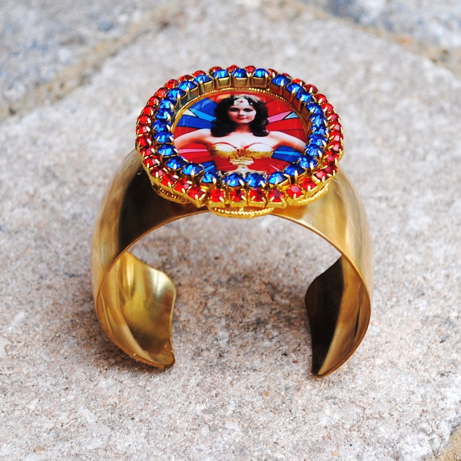 Wonder Woman Crystal Trimmed Cuff Bracelet by glamourpusscouture