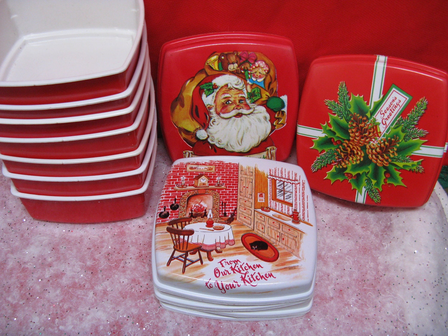 christmas cookie containers 7 sets plastic by rivertownvintage