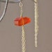 Simple orange chalcedony & gold chain long dangle earrings