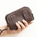 Leather Belt Bag/ Wristlet Pouch in Dark Brown