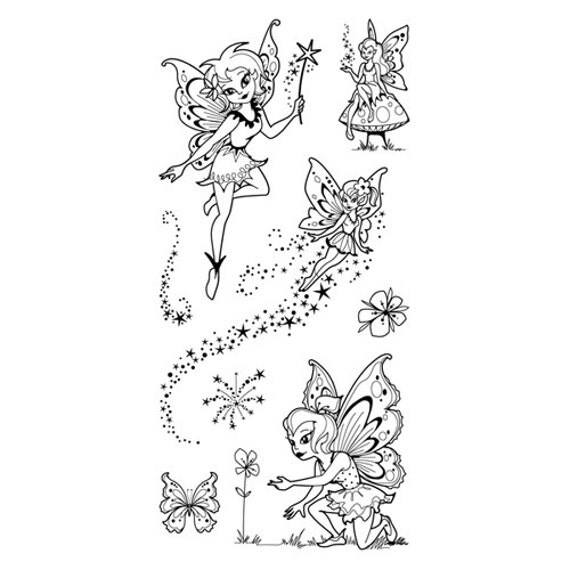 Beautiful Fairies Clear Stamp Set by Inkadinkado 8 pcs