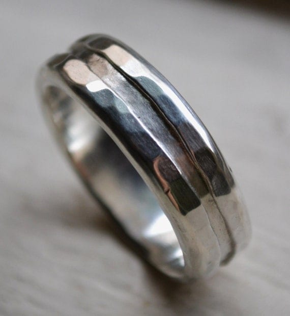 mens silver ring rustic sterling silver ring by MaggiDesigns
