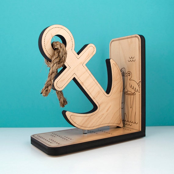 SALE CLEARANCE 50 OFF Anchor Wooden Bookend Nautical Baby