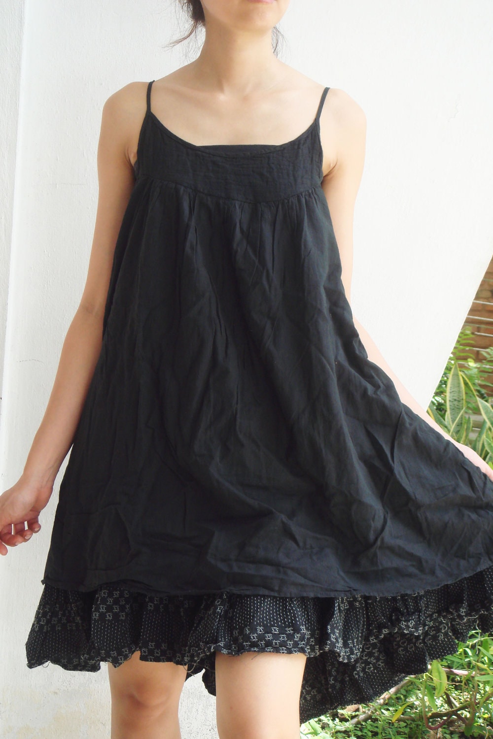 D17 Easy Going Summer Black Cotton Dress black dress