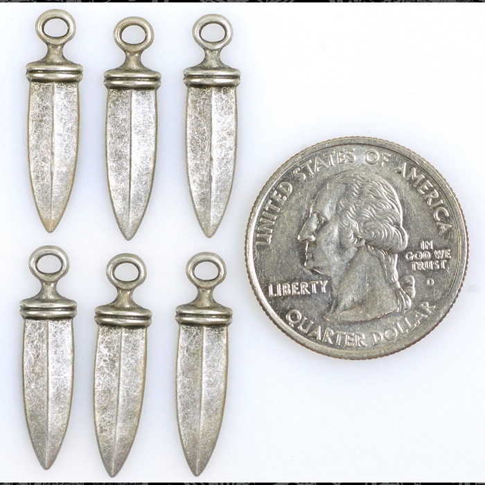 Silver Plated Brass Dagger Drops Set of Six XXX SC86