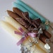 Brown and Aqua Beeswax Candles