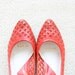 Black Friday SALE - Vintage Woven Texture Red Leather Heels - 6M