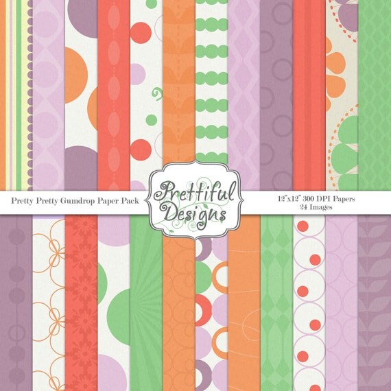 50% OFF SALE Digital Paper Pack - Personal and Commercial Use - Pretty Pretty Gumdrop (89) Il_570xn