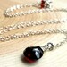 Garnet Necklace Sterling Silver Wire Wrapped red gemstone briolette, january birthstone