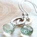 Green Amethyst Earrings, Sterling Silver Hammered Circle Faceted Mint Prasiolite earrings