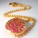 Neon Pink Jade Gold Filigree Choker Necklace, READY to SHIP, Bright Matte Gold Vermeil, Rolo Chain, Exotic Turkish Fashion Accessory,