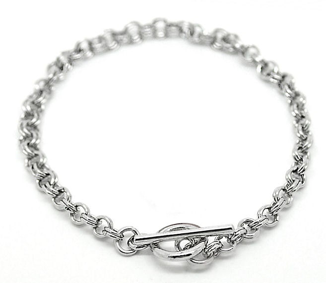 6 Double Chain Link Bracelet with Toggle Clasp Perfect Base