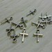 Small Silver Cross Charm Tiny Cross Charms Lot of 10