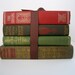 Vintage and Antique Red Green Gold Books Bundle Collection Book Home Decor
