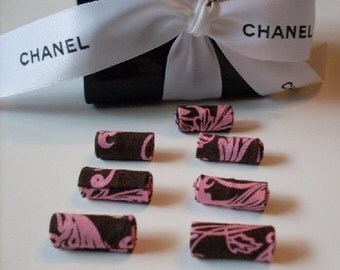 7 Couture Designer Salmon & Chocolate Textile Damask Beads LJO Collection Jewelry