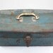 Vintage Teal Fishing Tackle Box Metal Rusty Dusty Patina