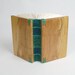 unique handmade journal - spalted maple wedding gift - wood guest book- rustic woodland garden natura teal l- ready to ship