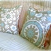 Pillow Cover in Gray, Blue, and Orange, 18x18