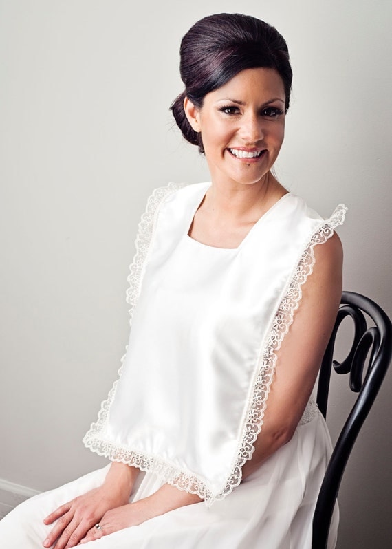 Bridal Bib Square style white satin bridal bib with shiny Etsy