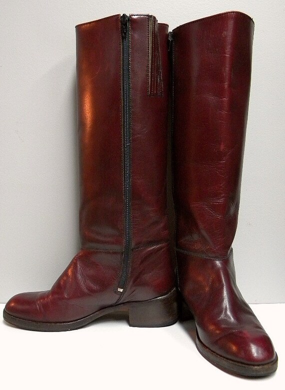 red tall flat boots