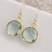 ON Sale Green Amethyst Gemstone Earrings Bezel Set Vermeil 14k Gold Filled French Earwire 1/2 inch Spring Jewelry