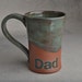 Red Clay Dad Mug: Dark Green and Black Drippy Glaze Dad Mug by Symmetrical Pottery