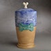 Dog Treat Jar Ready To Ship: "Treats" Mocha & Blue Dog Treat Jar by Symmetrical Pottery