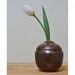Vintage Asian Bud Vase or Oil Lamp / 1970s Terracotta Vase with Black and Burgundy Floral Glaze / SALE