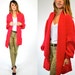 knitted RED HOT oversized grandad cozy CARDIGAN duster, one size