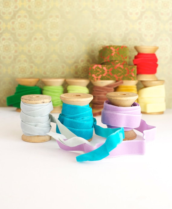 Vintage Flocked Ribbon Velvet Colorful Variety 11 Colors in