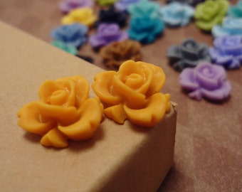 20pcs (Matte Tangerine) Rainbow Iris Rose -CMVision Exclusive-11.5mm Resin Flower Rf05 10