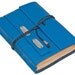 Blue Leather Journal with Tea Stained Pages