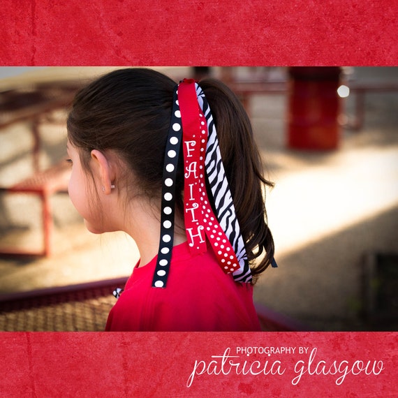 Personalized Girl's Hair Ribbon with Rhinestones hair