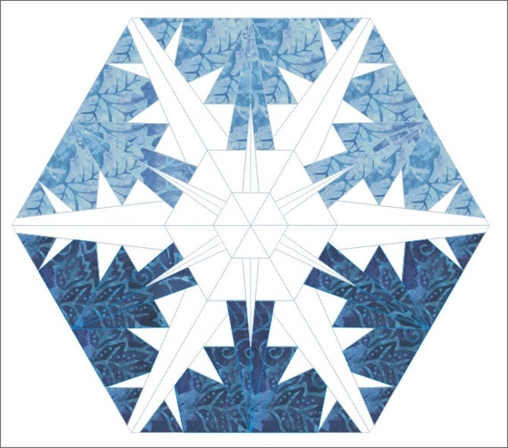 Snowflake 3 paper pieced quilt hexagon pattern winter