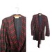 vintage plaid smoking jacket / mens 1950's RETRO CHRISTMAS Bert Bacharach TAFFETA red & black