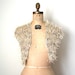 vintage shawl / scarf HAND CROCHET winter holiday METALLIC silver & pale gold