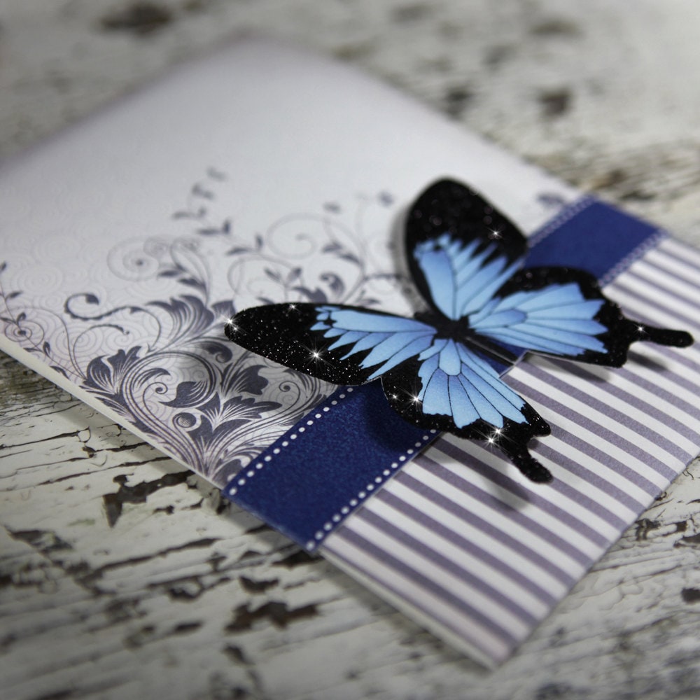 Blue Mountain Butterfly Wedding Invitation Suite DP-NTR-02