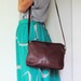vintage women burgundy leather shoulder crossbody handbag purse