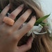 multifaceted peach eco resin ring featuring gold leaf flakes - size 9