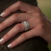 thin hexagonal eco resin ring - clear with silver leaf flakes - size 9