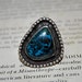 vintage ring, 1970's large dark turquoise cabochon and sterling silver ring, 7.5