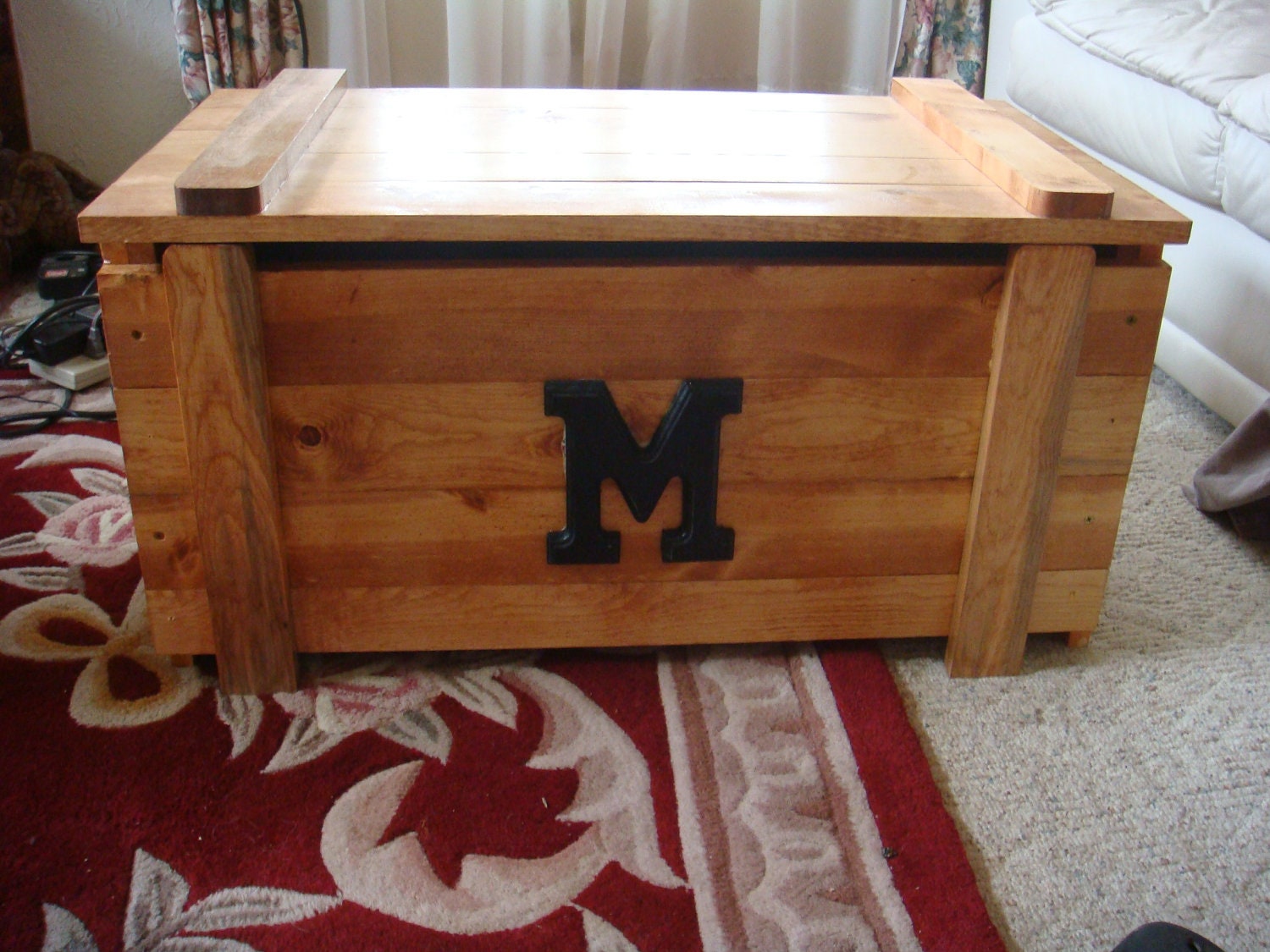 Wooden Toy Box / Blanket Chest with monogram