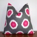 Ikat Decorative Pillow Cover 20x20" - Pink- White- Charcoal-