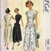 Vintage FACTORY FOLDED 1940s Swing Dress with Jewel Neckline and Peplum Skirt Sewing Pattern McCall 7622 Bust 35
