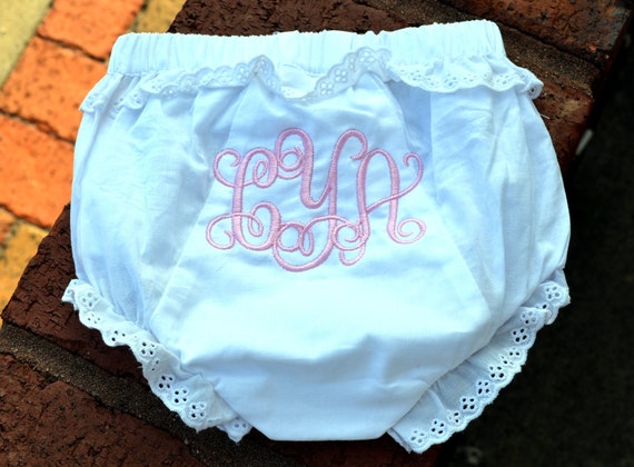 MONOGRAMMED Ruffle Bottom Diaper Cover Bloomer PERSONALIZED