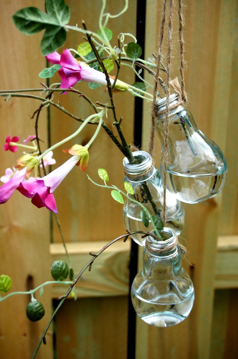 3 Glass Light Bulb Flower Vase Stem holder by PineknobsAndCrickets